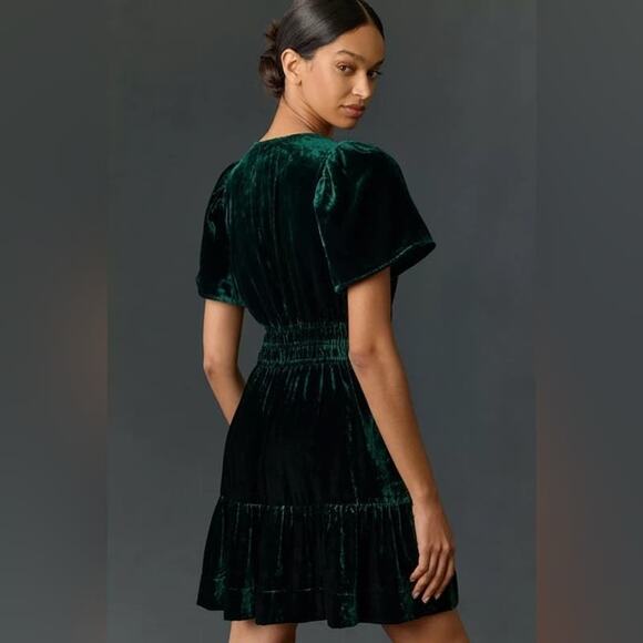 New Anthropologie The Somerset Mini Dress: Velvet Edition $168 XXS - 00 Holly - Picture 3 of 9